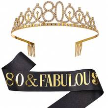 Một bộ Của Đồ Trang Trí Sinh Nhật Thích hợp Dành cho Cô gái 40 , 50 , 60 , 70 , 80 , Và , Bao gồm A Vàng Sinh nhật Vương miện Và Đen Tiệc sinh nhật Quân nhu , Của phụ nữ Quà sinh nhật - màu đen - Xem 16