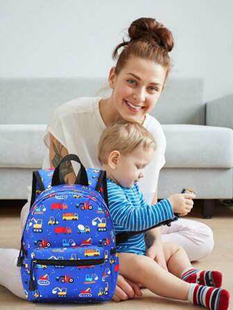 1 Sac À Dos En Tissu Imprimé Neutre Avec Panneau Arrière Rembourré, Bretelles Réglables Et Fermeture À Glissière. Mignon, Compact Et Polyvalent. Idéal Pour La Garderie, L'école Maternelle, L'école Et Les Voyages