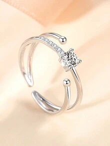 一個獨特的925純銀戒指,鑲嵌著寶石,以星空設計和可調節的開放式形狀為男女兩性所用,絕佳的情人節禮物 - YW1654 - 查看 4