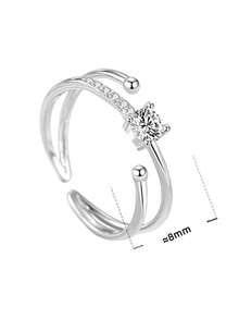 一個獨特的925純銀戒指,鑲嵌著寶石,以星空設計和可調節的開放式形狀為男女兩性所用,絕佳的情人節禮物 - YW1654 - 查看 2