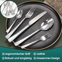 Targzier Besteck Set für 6 Personen, 30 teilig Essbesteck Set inkl. Messer, Gabel, Löffel, Besteck Edelstahl Spiegelpoliert, Spülmaschinenfest