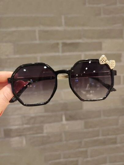 1 Pair Children's Bowknot Rectangle Frames Fashion Glasses, Styles For 3-14 Years Old, Colorful, Suitable For Boys & Girls Decoration For Daily, Holidays, Travel, Parties, Photography Props