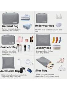 Somago Packing Cubes 6 Set Compression Space Saving Organizers For Suitcases And Luggage With Clothes Shoes Cosmetics Toiletries Storage Bags Travel Essentials - Grey - View 5