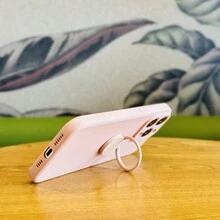 1 Miếng Chất lỏng silicon Hai Lớp Flannel Chống rơi Nhẫn Chủ Điện thoại  Tương thích với iPhone 15pro Samsung A14 Redmi Điện thoại di động - Hồng - Xem 4