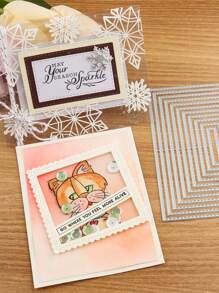 1 Juego De Troqueles De Corte Universal Con Línea Continua Interior Y Exterior: Formas De Rectángulo/cuadrado/círculo/óvalo/pentagrama/corazón - Plateado - Ver 5