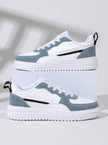 NỮ Giày dép Đồ họa Mặt trước thắt dây Giày trượt băng Thể thao Giày thể thao - Xanh và trắng - Xem 6