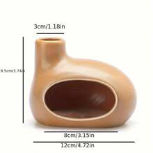 香木palo Santo儲物盒-陶瓷香爐,設有通風煙囪,適用於放置palo Santo、鼠尾草、雪松和煙錐灰捕器,獨特的瑜珈冥想家居裝飾 - 棕色 - 查看 3