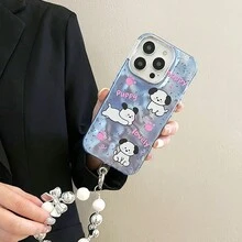 DIY有趣的卡通創意鏈條掛載手機殼,適用於iPhone手機斜挎背負使用 - 可愛卡通藍色狗狗-手機殼 - 查看 5
