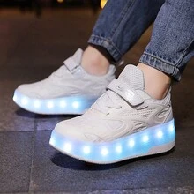 新款兒童led雙輪運動鞋,帶有溜冰功能,提供兩種顏色 - 白色 - 查看 8