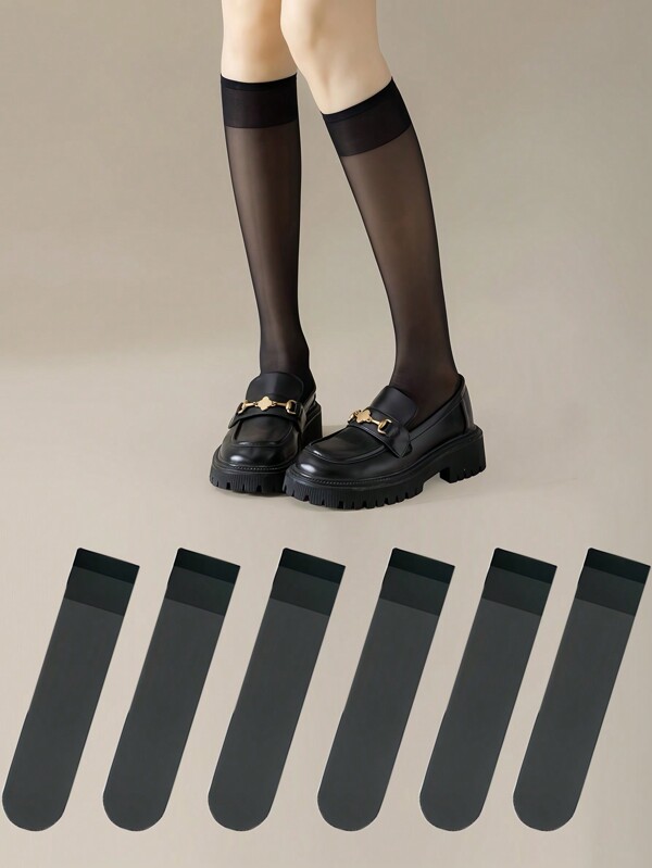 6pairs/Pack Thin Over-The-Knee & Knee-High & Mid-Calf Stockings, Women's Fashionable & Sexy Stockings