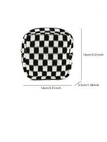 衛生棉存儲袋,月用棉拉鍊袋方格便攜式衛生巾包,內含護墊、棉條收納袋,適用於少女、女性日常使用、收納、旅行 - 黑與白 - 查看 4