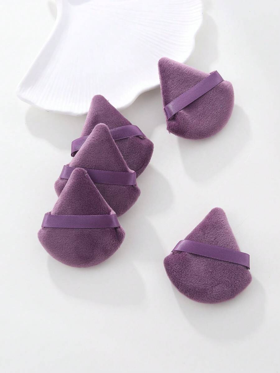 5 Stücke/Set lila violette dreieckige Puderquaste, Kristallvelour Material, Kurzflor, zum Fixieren von Make-up ohne Puderverzehr, Make-up, günstig, Raumdekoration, Schminktisch, Reise, Schlafzimmer, Make-up Accessoires, Quaste, Make-up Blender, Puderquaste, Make-up Schwamm, günstig, Strumpfstopfer, Make-up, Make-up Werkzeuge, günstige Sachen, Geschenke, Geschenke für Frauen, Weihnachtsgeschenke