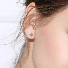 925 Sterling Silver Women's Lucky 3 Leaf Clover Leaf Stud Earrings Valentines - Silver - View 3