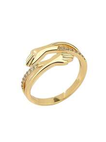 1個情侶擁抱戒指,韓國風格,簡約時尚,可調節戒指,浪漫承諾戒指 - 多色 - 查看 10