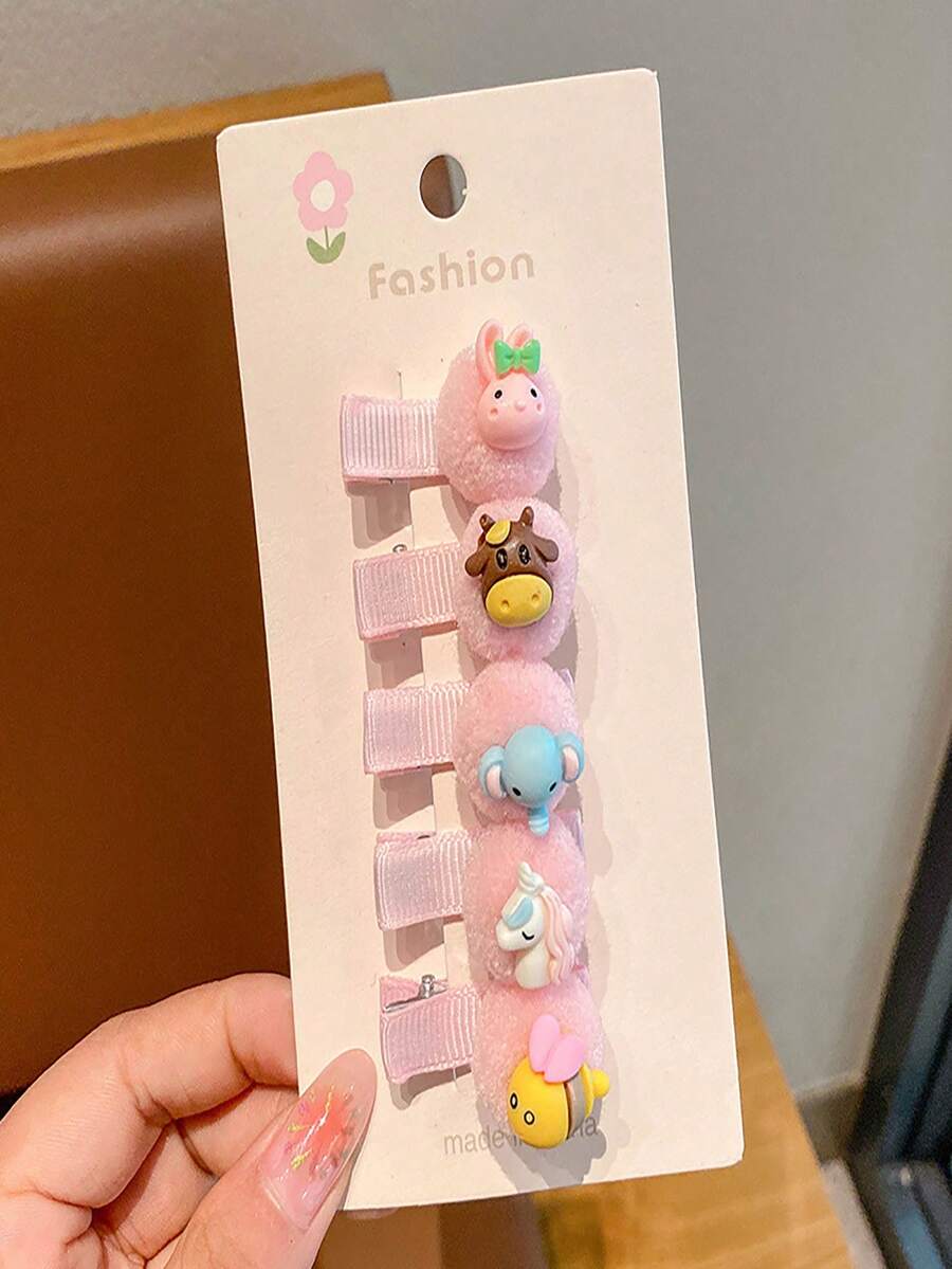 5 Piezas Pinzas De Pelo Colorido Para Las Niñas Con Flequillo Y Cabello Desordenado - Multicolor - Ver 1