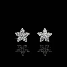 Luxury Plated With White Gold S925 Silver & Pure Silver Women's Engagement, Wedding, Birthday, Anniversary Gift Sets Of Full Diamond Star-Shaped Stud Earrings Vvs1 Moissanite And D-Color Diamonds, Including Gift Box