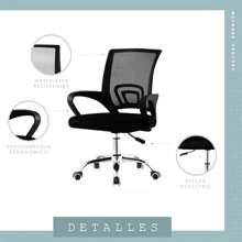 Silla Oficina Escritorio Ejecutiva Ergonómica Premium Respaldo de Malla Ayuda Lumbar Ruedas Giratorias 360 Grados Altura Ajustable - Negro - Ver 4