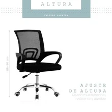 Silla Oficina Escritorio Ejecutiva Ergonómica Premium Respaldo de Malla Ayuda Lumbar Ruedas Giratorias 360 Grados Altura Ajustable - Negro - Ver 8