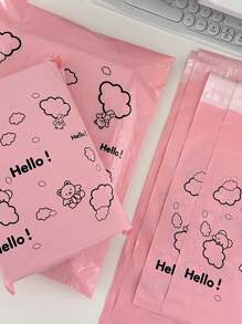 50入組可愛卡通熊郵寄袋帶黏著劑,可用於快遞包裝,防水