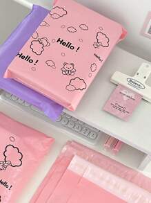 50入組可愛卡通熊郵寄袋帶黏著劑,可用於快遞包裝,防水