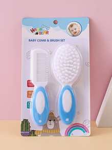 2入組藍色尼龍嬰兒洗髮和護理刷梳套裝,適合日常使用 - 尼龍藍色 - 查看 1