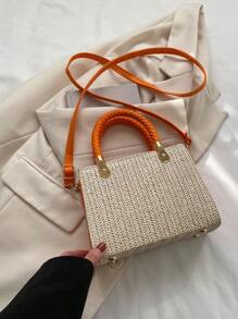 Fashion Korean Version Gentle Handbag 2025 Summer New Versatile Single Shoulder Crossbody Bag Small Square Bag - Orange - View 4