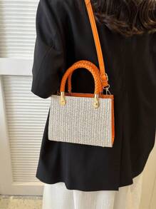 Fashion Korean Version Gentle Handbag 2025 Summer New Versatile Single Shoulder Crossbody Bag Small Square Bag - Orange - View 3