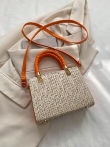 Fashion Korean Version Gentle Handbag 2025 Summer New Versatile Single Shoulder Crossbody Bag Small Square Bag - Orange - View 6