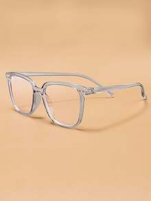 1 pieza Gafas con marco cuadrado unisex, lentes transparentes de moda para uso diario, oficina y lectura, accesorio de gafas transparentes - Multicolor - Ver 4
