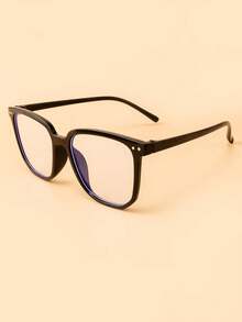 1 pieza Gafas con marco cuadrado unisex, lentes transparentes de moda para uso diario, oficina y lectura, accesorio de gafas transparentes - Multicolor - Ver 2