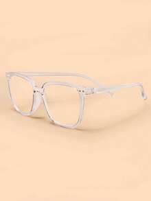 1 pieza Gafas con marco cuadrado unisex, lentes transparentes de moda para uso diario, oficina y lectura, accesorio de gafas transparentes - Multicolor - Ver 3