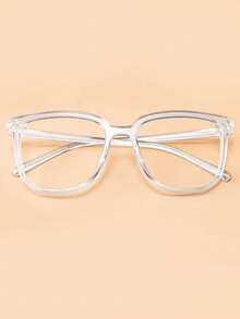 1 pieza Gafas con marco cuadrado unisex, lentes transparentes de moda para uso diario, oficina y lectura, accesorio de gafas transparentes - Multicolor - Ver 7