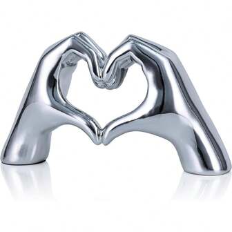 Heart Shaped Hand Carved Sculpture, Romantic Decoration Statue, Electronic Fingers Statue For Valentine's Day Table Decoration, Anniversary, Wedding Engagement Party Gift