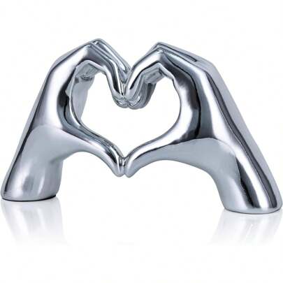 Heart Shaped Hand Carved Sculpture, Romantic Decoration Statue, Electronic Fingers Statue For Valentine's Day Table Decoration, Anniversary, Wedding Engagement Party Gift