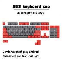 Keycap OEM Height Mechanical Keyboard Cap Compatible ABS Material With 104 Keys/87 Keys/61 Keys Mechanical Keyboard Cap Closed Character Translucent Gray Red Splicing ABS Key Cap Compatible With 6.25U Spacebar Boxed With Key Puller - Red/Grey Keycap 104 Keys - View 6