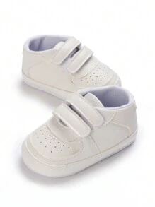 Classic Unisex Pu White Shoes For Infant, Suitable For All Seasons