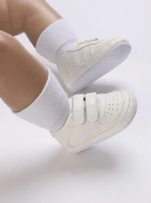 Classic Unisex Pu White Shoes For Infant, Suitable For All Seasons
