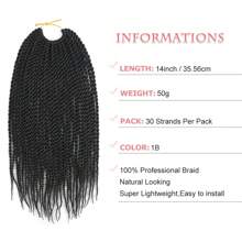 14 Inch Synthetic Crochet Braiding Hair Senegalese Twist 30Strands/Pack Crotchet Braids Hand Made Twist Braids - Black - View 4