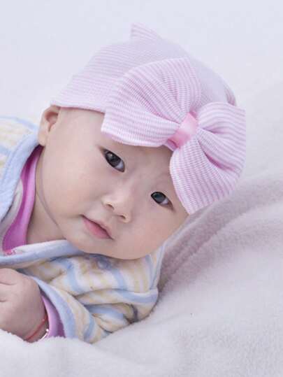 1 stuk Pasgeboren Baby Hoed Met Grote boog , Gebreid Beanie Voor Lente En Herfst