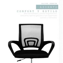 Silla Oficina Escritorio Ejecutiva Ergonómica Premium Respaldo de Malla Ayuda Lumbar Ruedas Giratorias 360 Grados Altura Ajustable - Negro - Ver 5