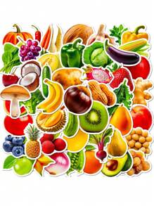 50 Piezas Pegatinas De Frutas Y Verduras Para La Educación De Los Niños, Imágenes De Dibujos Animados
