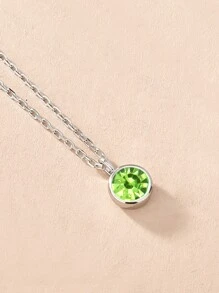 1 件简约 12 月诞生石情人节项链，圆形锆石吊坠，带 3D 水晶和水钻装饰，银链，妈妈，母亲，母亲节，礼物 - 銀色 - 查看 23