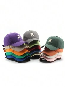1pc Unisex R Embroidered Fashionable Baseball Cap - Multicolor - View 1