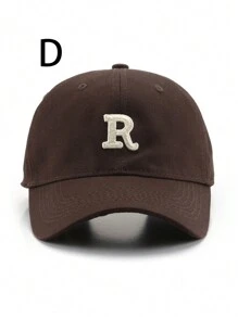 1pc Unisex R Embroidered Fashionable Baseball Cap - Multicolor - View 5