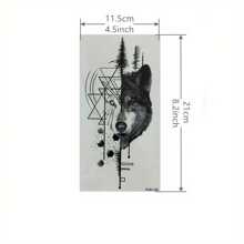 10pcs Realistic Lion & Compass Temporary Tattoo Sticker For Men And Women, Forearm Tattoo - Black - View 3