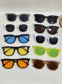 方形男女通用电脑镜框时尚眼镜，适合日常使用、驾驶、海滩或作为装饰 - 彩色 - 查看 12