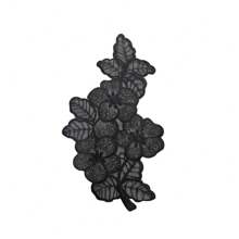 1pc Black Embroidered Lace & Organza Fabric Iron-On Patch - Black - View 3