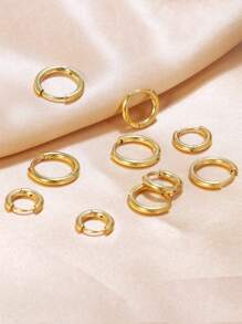 1-5 Pairs Of 8MM Gold Huggie Hoop Earrings For Women Men Small Hoop Earrings Cartilage Helix Daith Tragus Ear Piercing Hoop Earrings 6mm 7mm 8mm 9mm 10mm - Yellow Gold - View 13