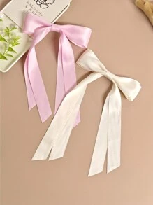 2 件套女士大号蝴蝶结发夹缎面双层大发夹蝴蝶结发夹法式发饰可爱万圣节爪夹发夹 - 彩色 - 查看 7