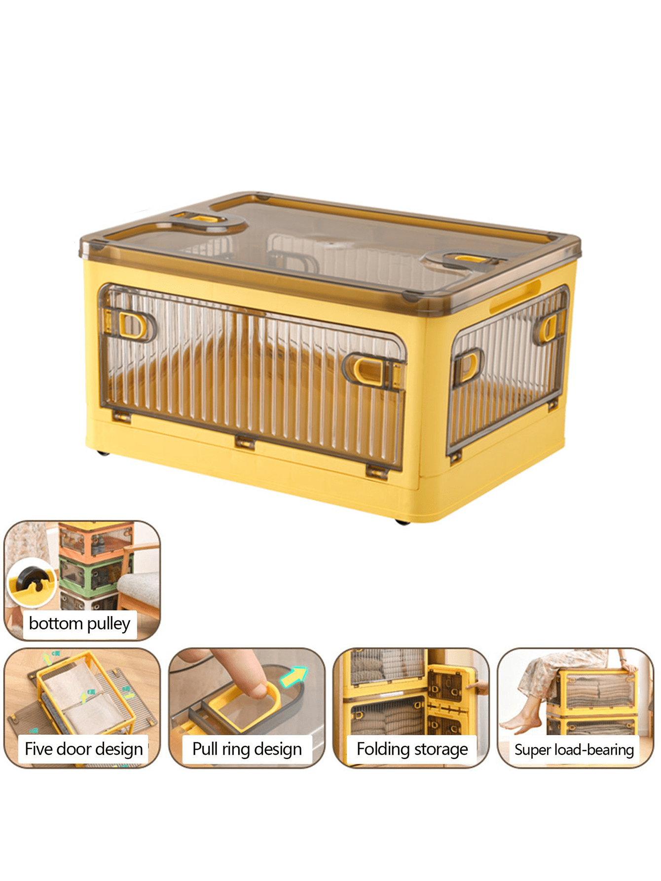 1pc, Transparent Foldable And Thickened Storage Box, Storage Container